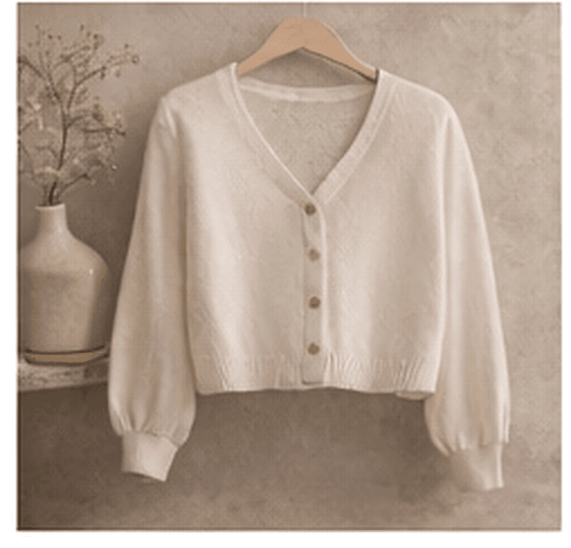 Vネックカーディガン（アイボリー）