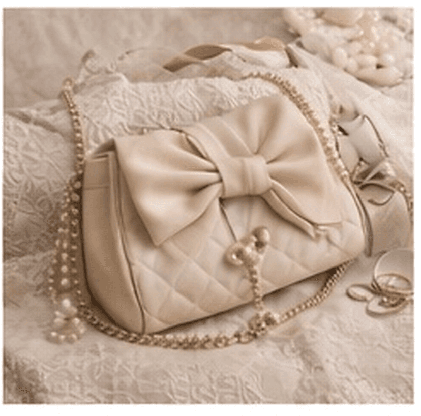 リボンチェーンバッグ（ベージュ）